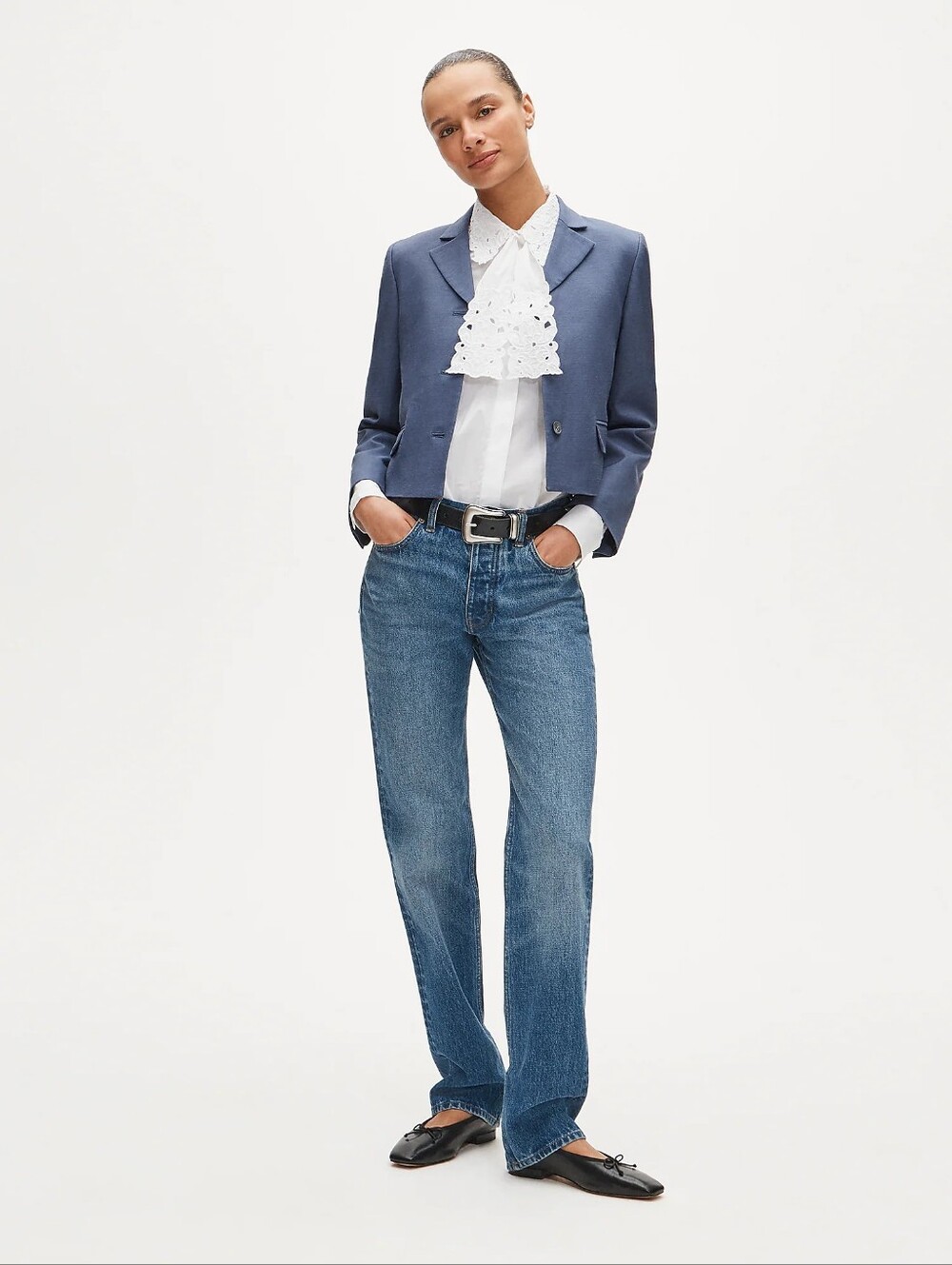J.Crew Jules Classic-Fit Eyelet Tie-Neck Shirt White NWT Size 8